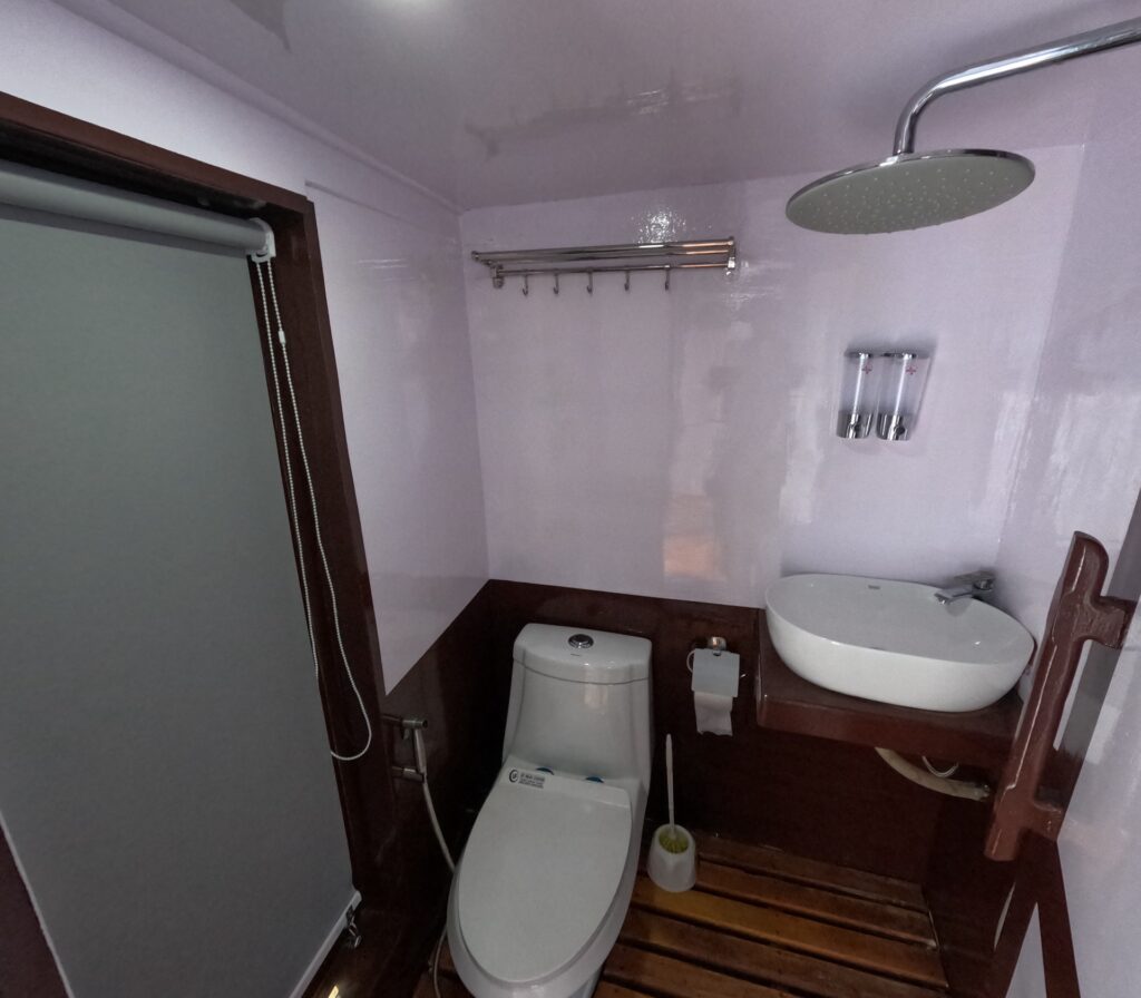 Master Suite ensuite on the Invictus with a rain shower, sink, and toilet