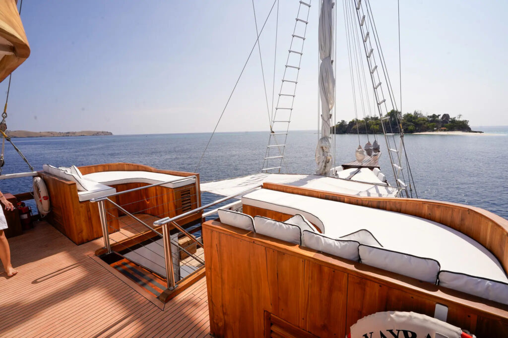 Loungers on the Kayra bow sun deck